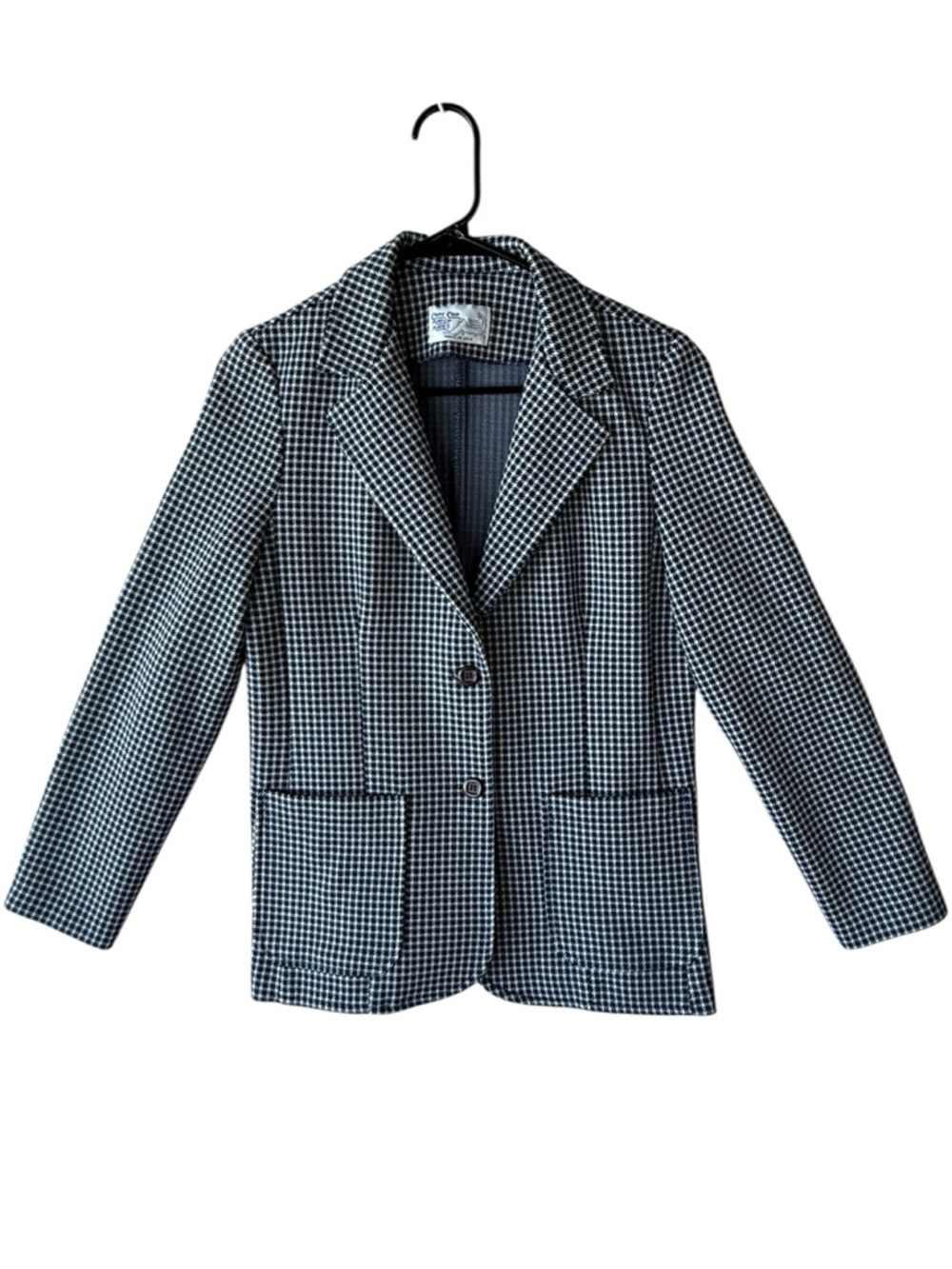 Classic Vintage Navy & White Vintage Houndstooth Sport Coat Made in USA - Picture 3 of 5